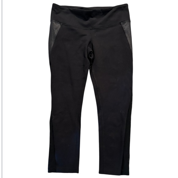 ALO Yoga Pants - ALO Yoga Black Leggings Faux Leather&Mesh Design 22” Inseam/Med